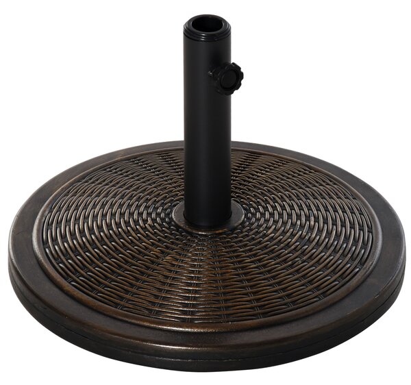 Outsunny Base per Ombrellone in Cemento e Plastica da 14kg con Effetto Rattan Ø48x34cm, Bronzo|Aosom