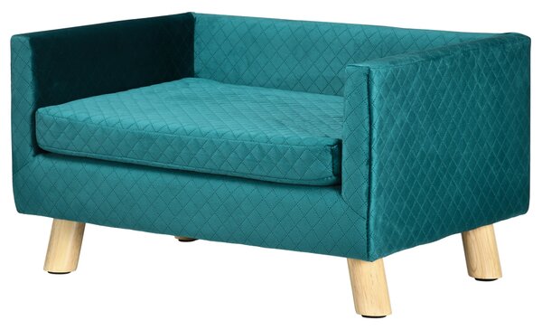 Cuccia Divano per Cani e Gatti 64x45x36 cm Stile Scandinavo in Velluto Blu