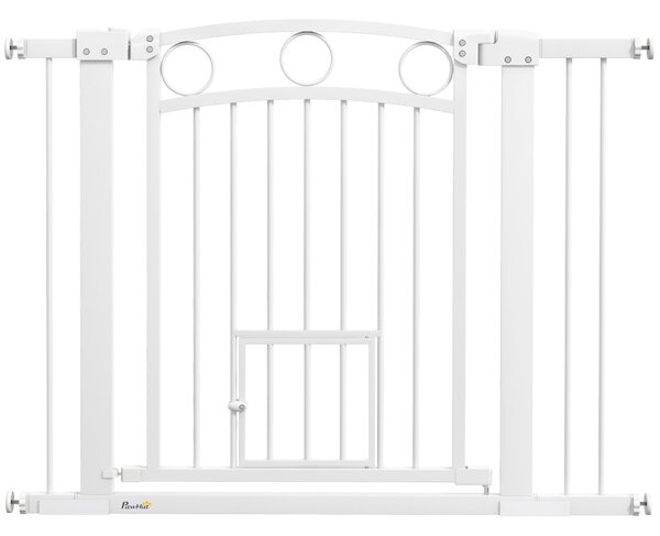 Cancelletto di Sicurezza per Animali con Estensioni 76-104 cm Porta per Gatti Bianco