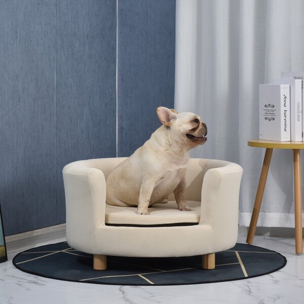 Cuccia Divano per Cani e Gatti 65x64x37cm Cuscino Rimovibile Crema