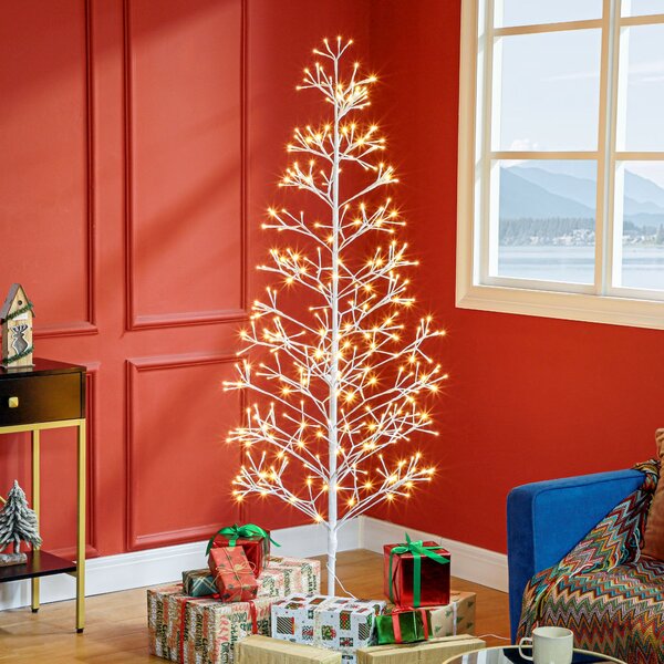 Albero di Natale Artificiale 180 cm 384 Luci LED Bianche per Interni ed Esterni al Coperto Bianco