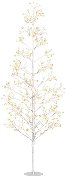 Albero di Natale Artificiale 180 cm 384 Luci LED Bianche per Interni ed Esterni al Coperto Bianco