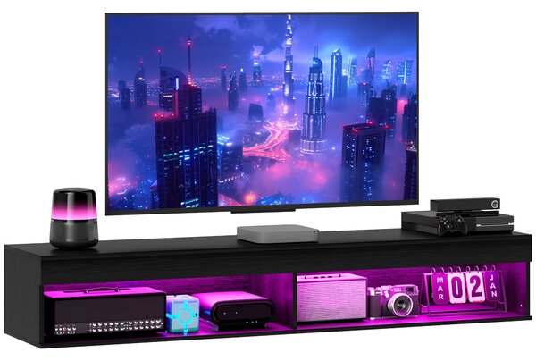 Mobile TV fino 75" Sospeso con Luci LED 16 Colori e Telecomando 180x40x30 cm Nero
