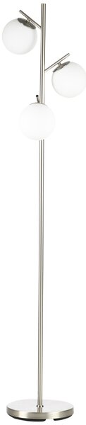 Piantana da Interno 3x E27 Ø27x159 cm 3 Punti Luce in Acciaio e Vetro Argento