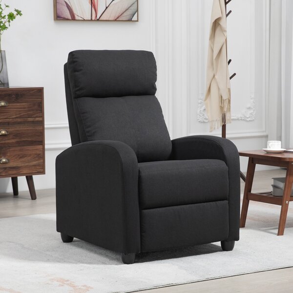 Poltrona Reclinabile con Poggiapiedi 69.2x88.3x101 cm in Tessuto Effetto Lino Nero