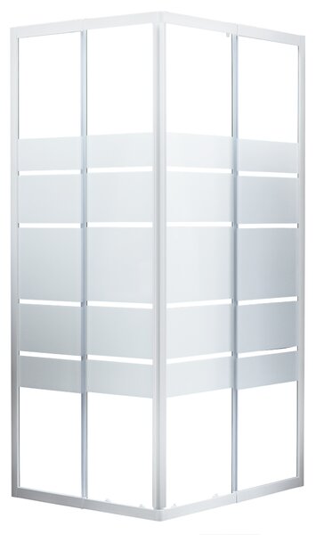 Box doccia quadrato scorrevole Essential 89 x 89 cm, H 185 cm in vetro temprato, spessore 4 mm serigrafato bianco