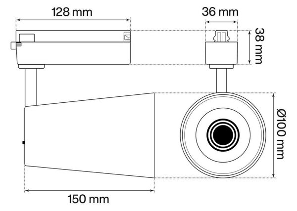 Faro LED 40W Monofase CRI92 CCT Bianco Variabile 38° Bridgelux LED Colore Bianco Variabile CCT