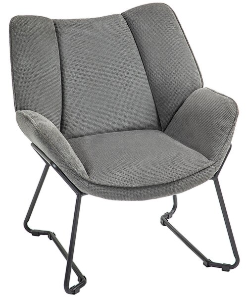 Poltrona Imbottita 71,5x67x79 cm in Tessuto Effetto Lino Grigio
