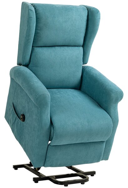Poltrona Alzapersona Reclinabile 135° con Poggiapiedi e Telecomando 74x94x111 cm Blu