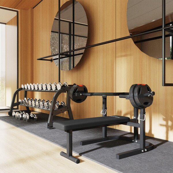 Panca per Pettorali ad Altezza Regolabile 150x150x60-85 cm in Acciaio Nero
