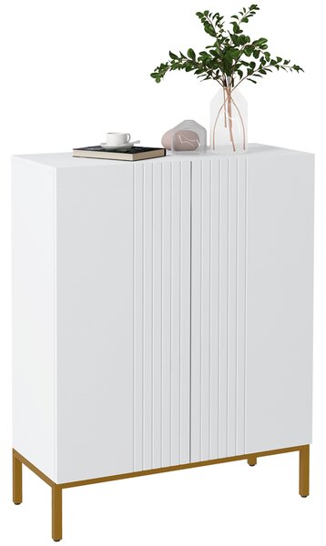 HOMCOM Scarpiera Ingresso a 2 Ante con 5 Ripiani per 15-20 Paia di Scarpe, in Legno e Gambe in Acciaio, 72x31.5x95 cm, Bianco | Aosom Italy