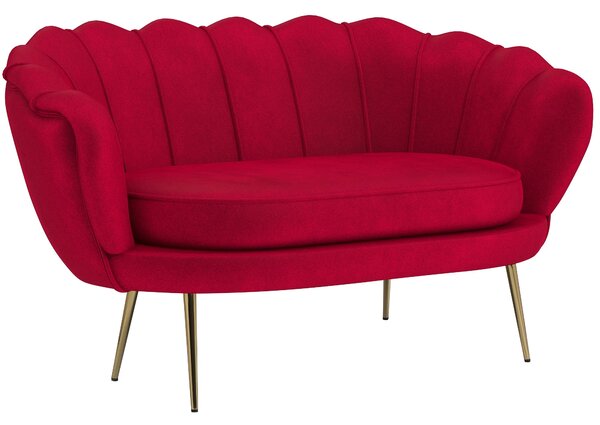 Divano 2 Posti 130x77x77 cm in Velluto Rosso Scuro