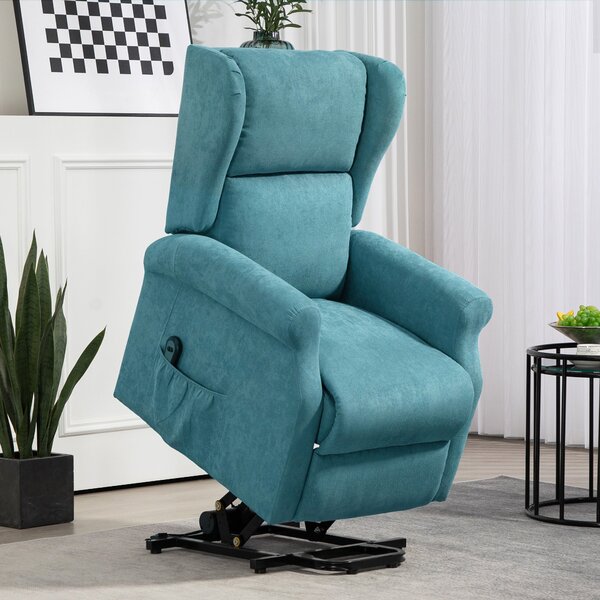 Poltrona Alzapersona Reclinabile 135° con Poggiapiedi e Telecomando 74x94x111 cm Blu