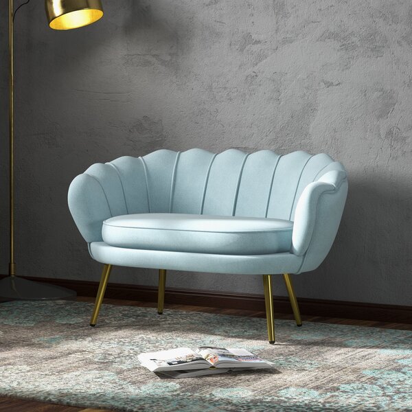 Divano 2 Posti 130x77x77 cm in Velluto Azzurro
