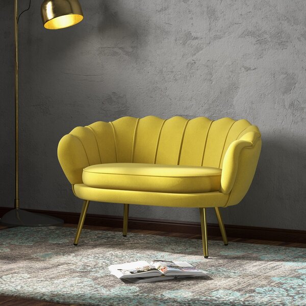 Divano 2 Posti 130x77x77 cm in Velluto Giallo