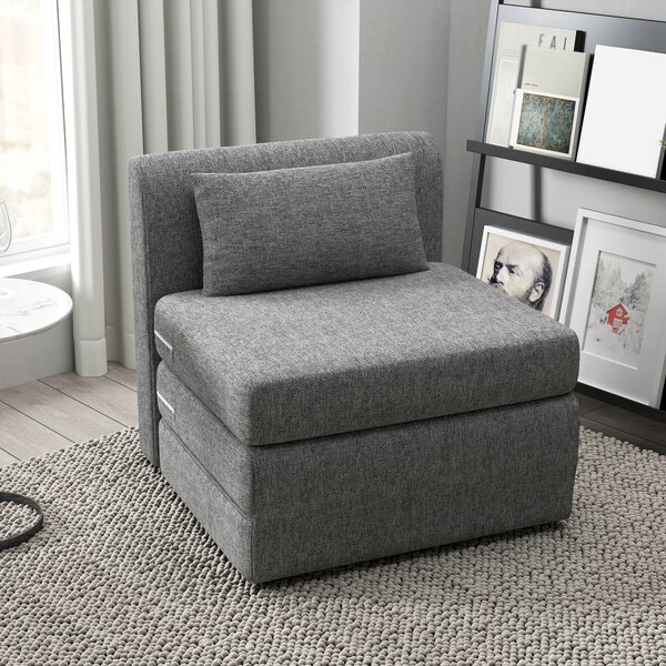 Poltrona Letto Singolo da Terra Salvaspazio 80x75x74 cm in Tessuto Grigio