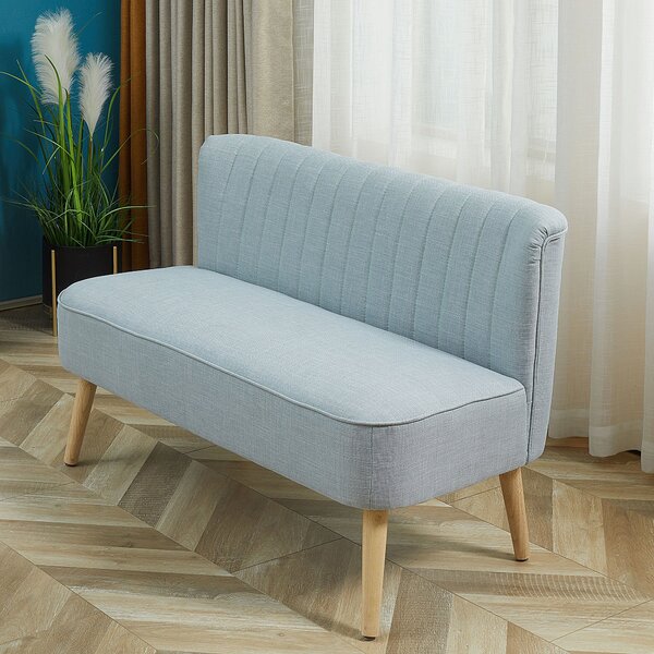 Divano 2 Posti 117x56.5x77 cm in Tessuto con Gambe in Legno Verde Chiaro