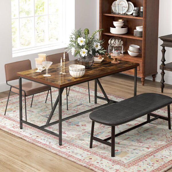 Tavolo da Pranzo Stile Industriale per 6 Persone 150x80x75 cm in Legno e Acciaio