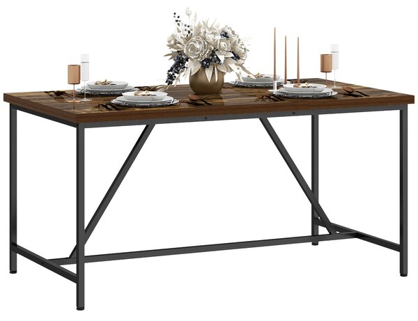 Tavolo da Pranzo Stile Industriale per 6 Persone 150x80x75 cm in Legno e Acciaio