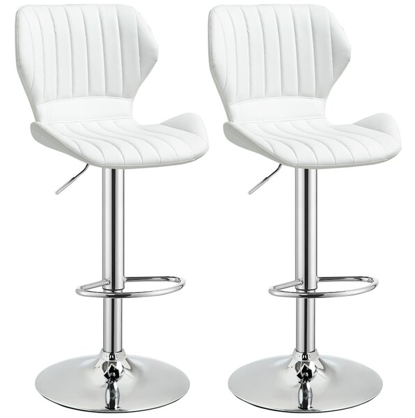 Set 2 Sgabelli da Bar Girevoli in Finta Pelle PU Bianco