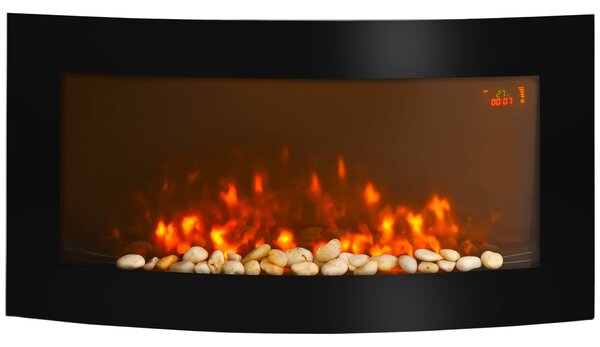 Camino Elettrico da Parete e da Incasso 1000/2000W con Luce LED RGB Nero