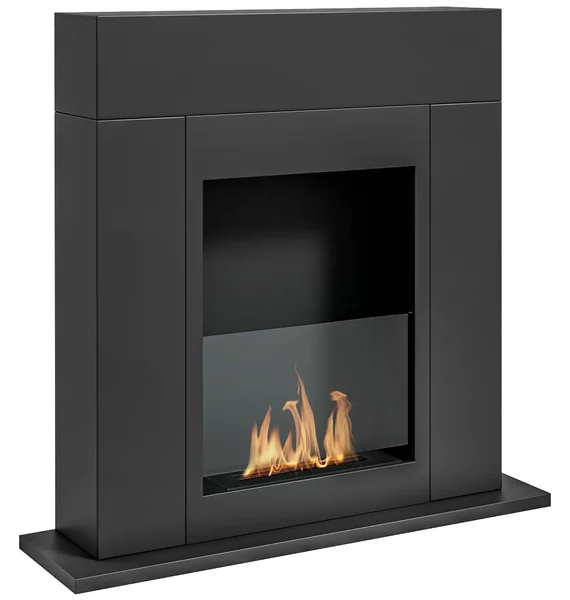 Camino a Bioetanolo da Pavimento 73x20x75 cm Bruciatore da 0,9L in Acciaio Verniciato Nero Opaco