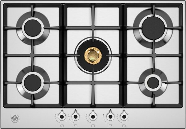 Bertazzoni Piano Cottura 5 Fuochi a Gas 75 cm (1 Bruciatore Wok) in Acciaio Inox colore Inox - P755CPROX Professional