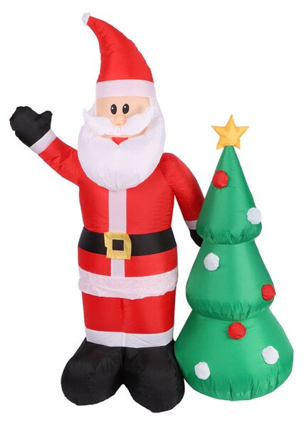 Babbo Natale con Albero di Natale Gonfiabile 183 cm con Luci LED