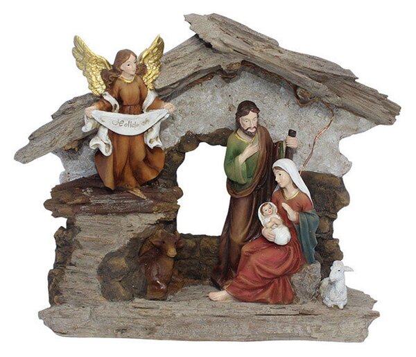 Natività Decorativa con Capanna 20h cm con Luci
