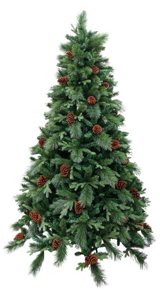 Albero di Natale Artificiale 210 cm Rami Pigna del Gargano Verde con Pigne