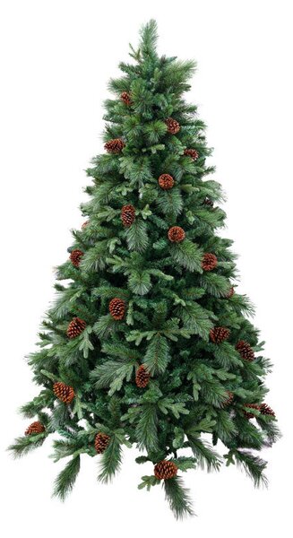 Albero di Natale Artificiale 210 cm Rami Pigna del Gargano Verde con Pigne