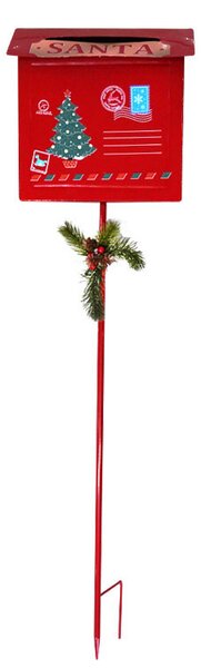Cassetta Posta Babbo Natale da Giardino 24x8x90h cm Rosso