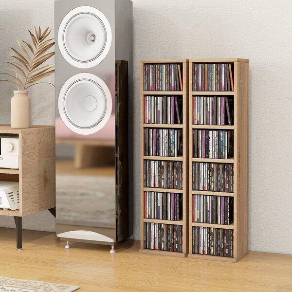 Set 2 Pezzi Mobile Libreria Porta CD 21x22.5x88,5 cm Colore Legno