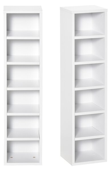Set 2 Pezzi Mobile Libreria Porta CD 21x19.2x88,3 cm in Legno Bianco