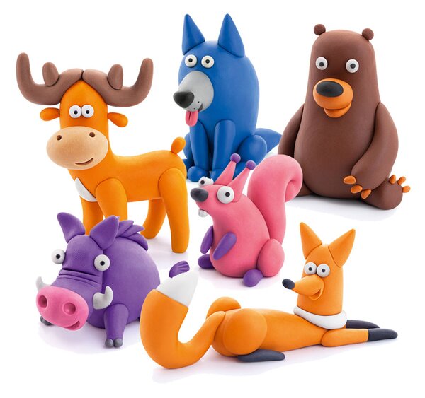 Set Pasta Modellabile Plastilina per Bambini 15 Barattoli 2 Stumenti Animali della Foresta