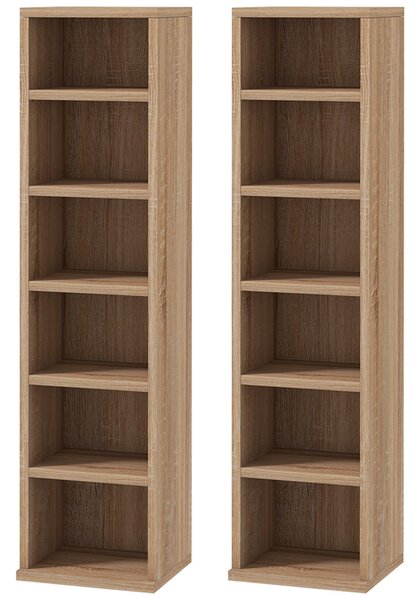 Set 2 Pezzi Mobile Libreria Porta CD 21x22.5x88,5 cm Colore Legno
