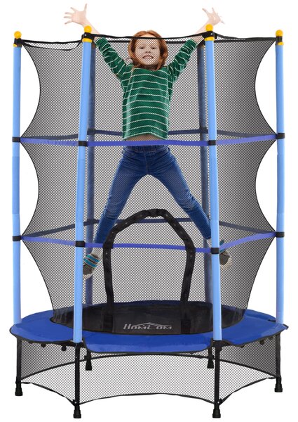 Trampolino Elastico per Bambini da 3 Anni Ø140 cm con Rete di Protezione Blu e Nero