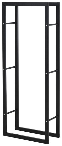 HOMCOM Potalegna per Camino in metallo, Scaffale per legna da ardere, per interno e esterno, 60 × 25 × 150cm, Nero| Aosom Italy