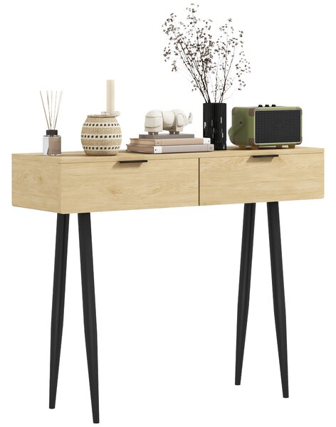 Consolle da Ingresso in Stile Nordico 100x30x80,5 cm in Legno e Acciaio Rovere