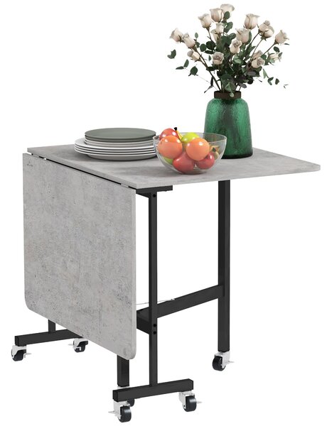 Tavolo Pieghevole Salvaspazio per 4-6 Persone con Ruote 120x80x73 cm Grigio