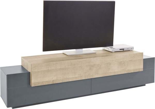 Mobile Tv 2 Ante a Ribalta 200x45x51,5 cm Coro Grigio Antracite Opaco/Rovere Wotan
