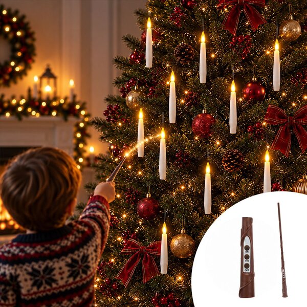 10 Candele magiche Led fluttuanti con bacchetta magica Bianco Caldo a batteria Wisdom