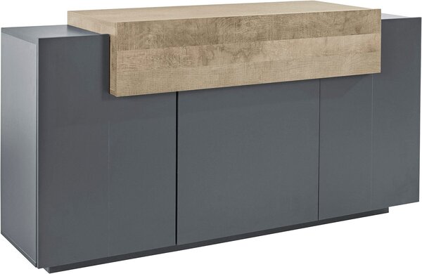 Credenza 4 Ante 160x45x86 cm Coro 3A Grigio Antracite Opaco/Rovere Wotan