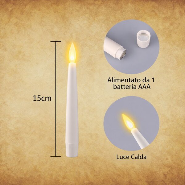 10 Candele magiche Led fluttuanti con bacchetta magica Bianco Caldo a batteria Wisdom