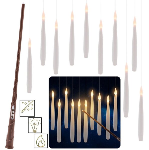 10 Candele magiche Led fluttuanti con bacchetta magica Bianco Caldo a batteria Wisdom