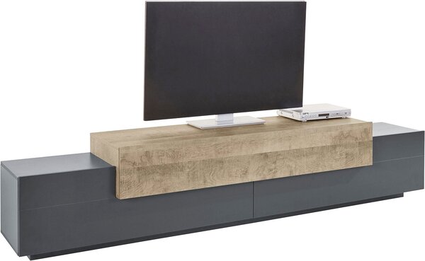 Mobile Tv 2 Ante a Ribalta 240x45x51,5 cm Coro Grigio Antracite Opaco/Rovere Wotan