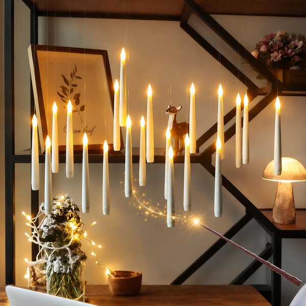 10 Candele magiche Led fluttuanti con bacchetta magica Bianco Caldo a batteria Wisdom