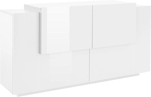 Credenza 4 Ante 160x45x86 cm Coro Bianco Lucido/Bianco