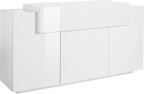 Credenza 4 Ante 160x45x86 cm Coro 3A Bianco Lucido/Bianco