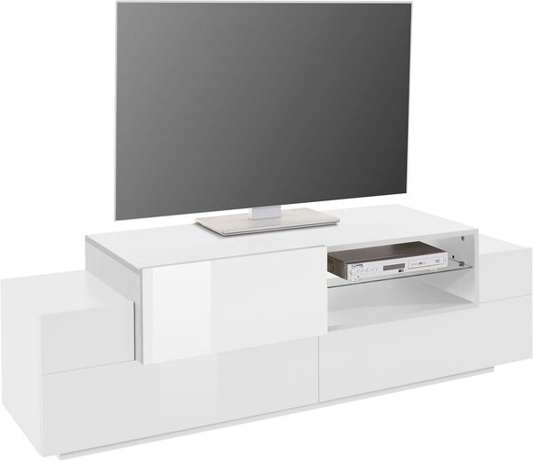 Mobile Tv 3 Ante e Ripiano a Giorno 160x45x51,5 cm Coro Bianco Lucido/Bianco